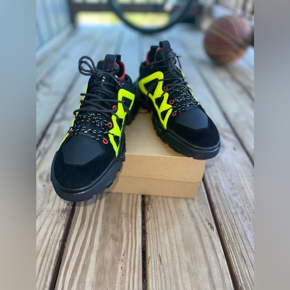 ALEXANDER MCQUEEN MCQ Men’s Orbyt Mid Neon YELLOW BLACK - Picture 1 of 12